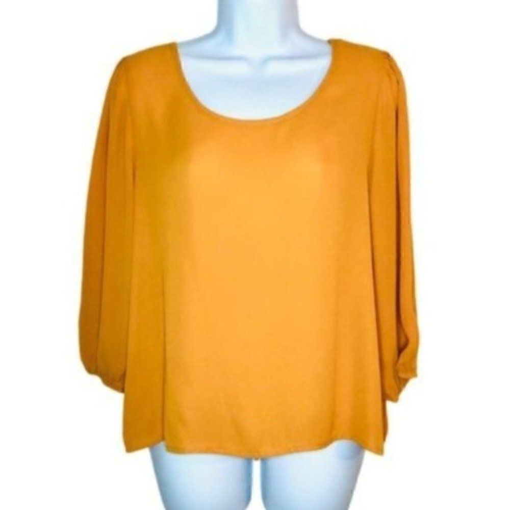 Brenda’s Button Back Blouse Mustard Yellow S - Picture 2 of 9